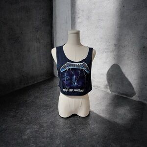 Bravado Metallica  Cropped Raw Edge Sleeveless T-Shirt SZ LG‎